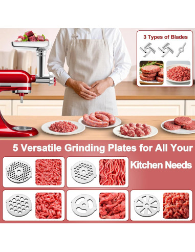 Accesorio Picadora de Carne Metal para Mezclador KA - 5 Placas