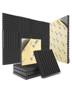 Paquete de 12 Paneles Acústicos Aislantes 2.54 cm Negro