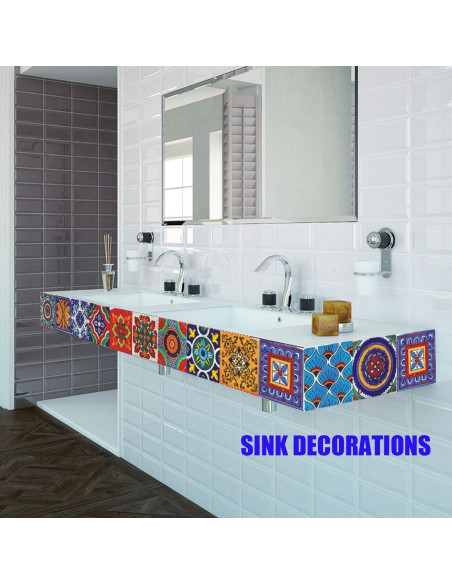 24 Calcomanías de Azulejos GULELAYAR 10x10cm Estilo Bohemio