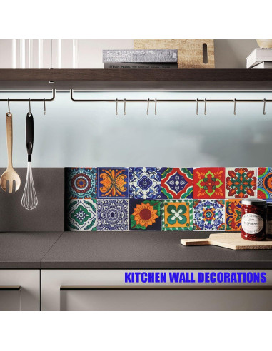 24 Calcomanías de Azulejos GULELAYAR 10x10cm Estilo Bohemio
