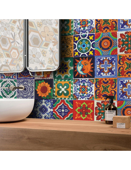 24 Calcomanías de Azulejos GULELAYAR 10x10cm Estilo Bohemio