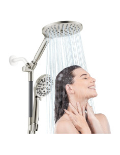 Cabeza de Ducha Doble HOWUWEY 7.5" (19 cm) con Mano 9 Modos