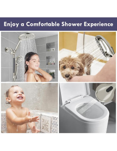 Cabeza de Ducha Doble HOWUWEY 7.5" (19 cm) con Mano 9 Modos 2
