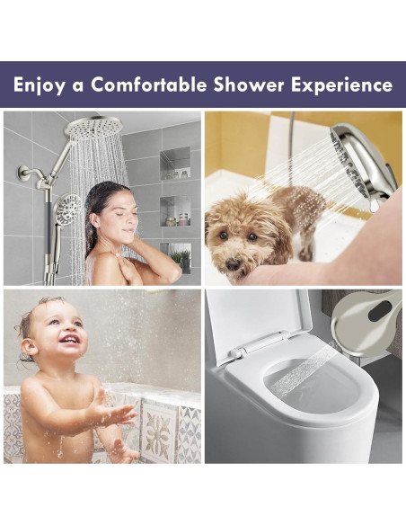 Cabeza de Ducha Doble HOWUWEY 7.5" (19 cm) con Mano 9 Modos