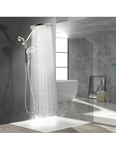 Cabeza de Ducha Doble HOWUWEY 7.5" (19 cm) con Mano 9 Modos