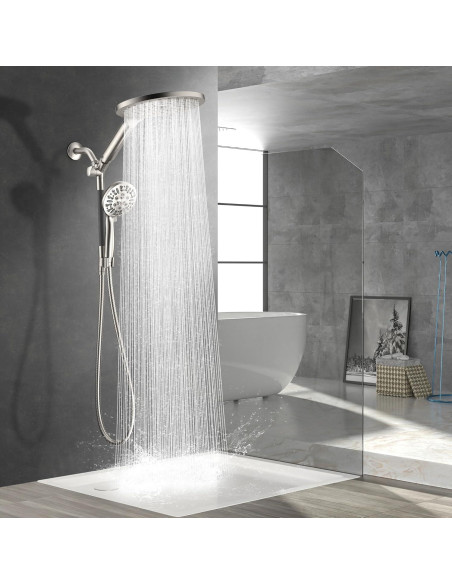 Cabeza de Ducha Doble HOWUWEY 7.5" (19 cm) con Mano 9 Modos