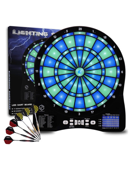 Tablero de Dardos Electrónico Turnart 33 cm Iluminado 48 Juegos