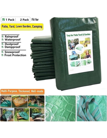 Tarp Impermeable Tespher 7x7 Pies con 4 Mangos para Jardín