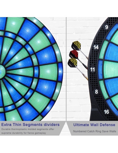 Tablero de Dardos Electrónico Turnart 33 cm Iluminado 48 Juegos