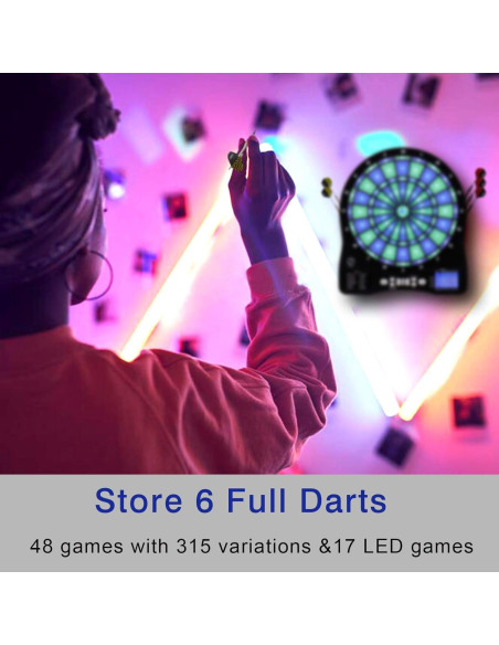 Tablero de Dardos Electrónico Turnart 33 cm Iluminado 48 Juegos