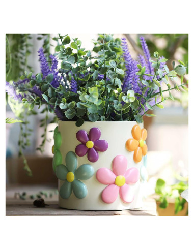 Maceta Colorida GUGUGO 12.7 cm Floral con Drenaje