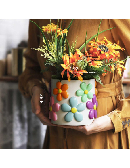 Maceta Colorida GUGUGO 12.7 cm Floral con Drenaje