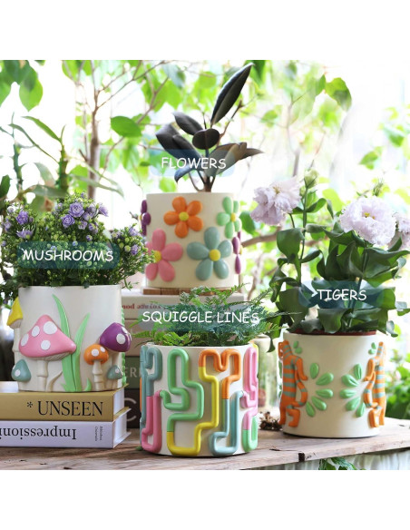 Maceta Colorida GUGUGO 12.7 cm Floral con Drenaje