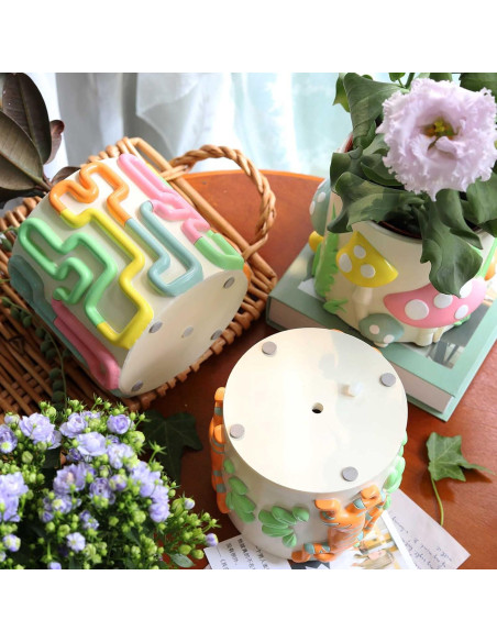 Maceta Colorida GUGUGO 12.7 cm Floral con Drenaje