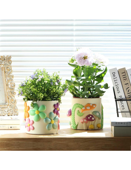 Maceta Colorida GUGUGO 12.7 cm Floral con Drenaje