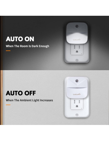 Luces Nocturnas LED LuxLumin con Sensor Crepúsculo, 4 Pzs