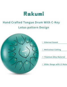 Tambor de Lengua de Acero Rakumi Lotus 12" 13 Notas en Do Mayor 2