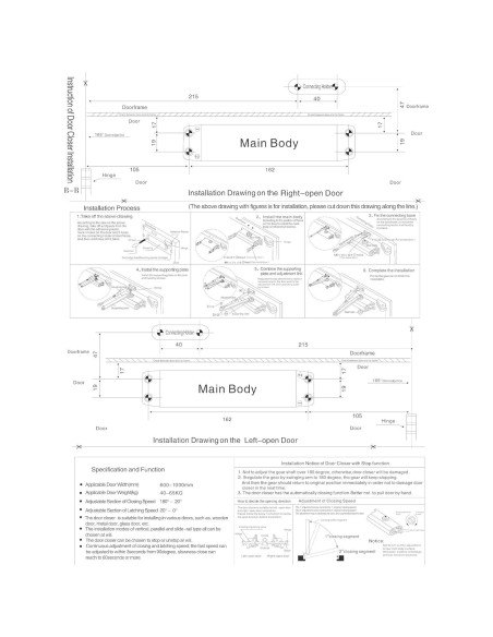 Cerradura automática Ougourim negra para puerta 40-65 kg