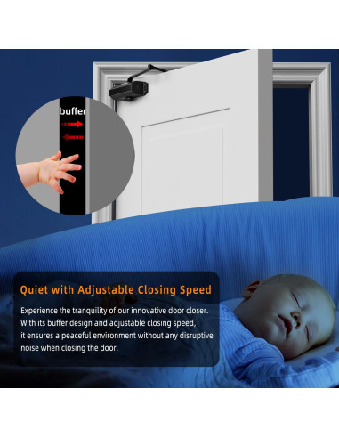 Cerradura automática Ougourim negra para puerta 40-65 kg