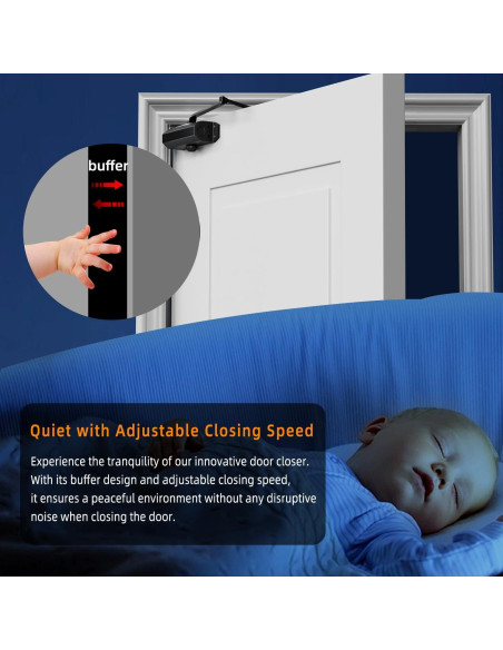 Cerradura automática Ougourim negra para puerta 40-65 kg