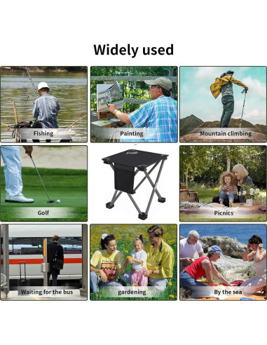 Taburete Plegable Roptat Negro para Camping y Jardinería
