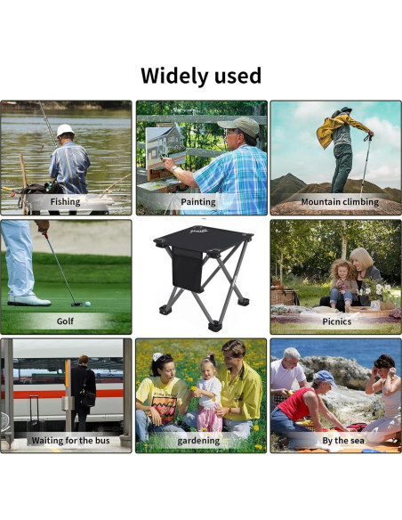 Taburete Plegable Roptat Negro para Camping y Jardinería Taburete Plegable Roptat Negro para Camping y Jardinería