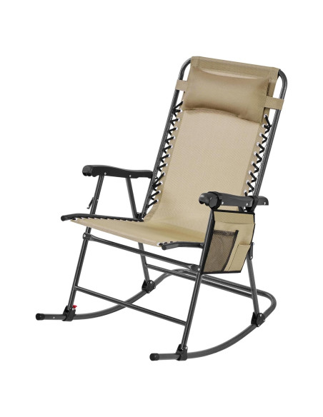 Silla Mecedora Plegable Yaheetech Beige 66 cm para Jardín