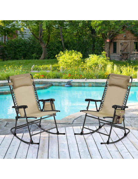 Silla Mecedora Plegable Yaheetech Beige 66 cm para Jardín