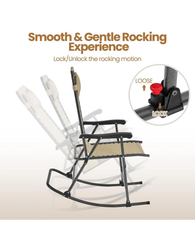 Silla Mecedora Plegable Yaheetech Beige 66 cm para Jardín