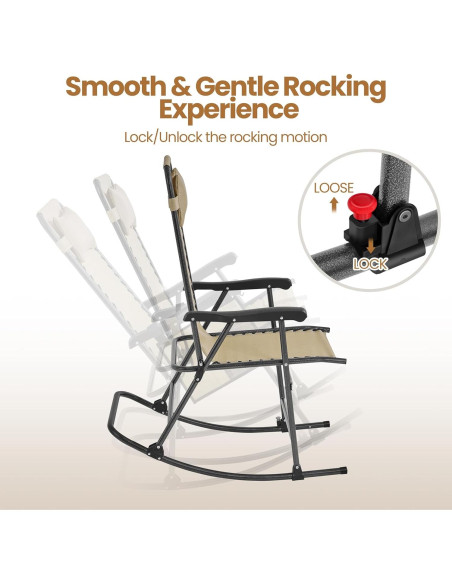 Silla Mecedora Plegable Yaheetech Beige 66 cm para Jardín