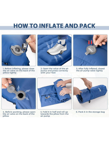 Colchoneta Inflable de Camping Agoer 195x66x12.7cm Azul