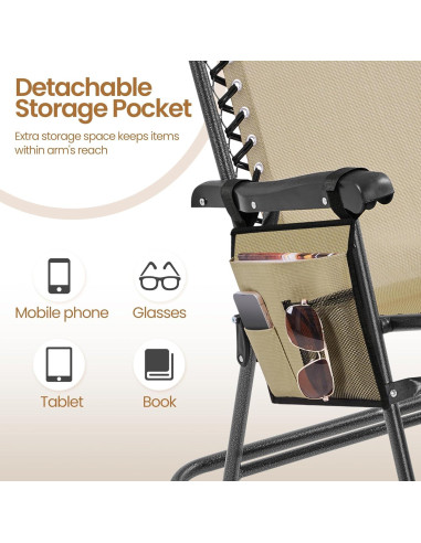 Silla Mecedora Plegable Yaheetech Beige 66 cm para Jardín