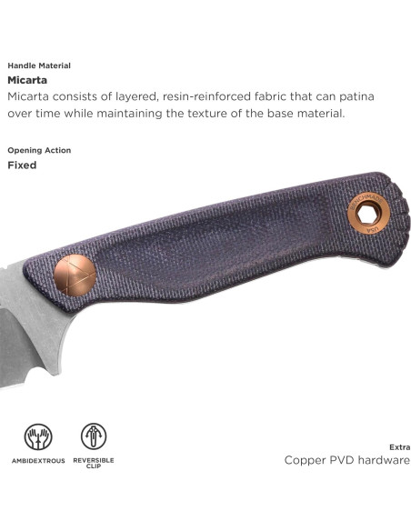 Cuchillo de hoja fija Benchmade Dacian 203 Micarta azul 19.21cm