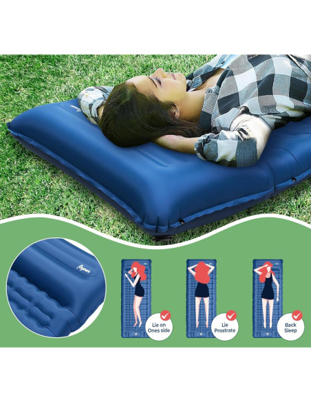 Colchoneta Inflable de Camping Agoer 195x66x12.7cm Azul