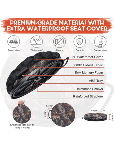 Asiento de Cubo Giratorio WarBull 5 Galones Camo Impermeable