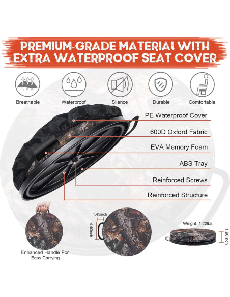 Asiento de Cubo Giratorio WarBull 5 Galones Camo Impermeable