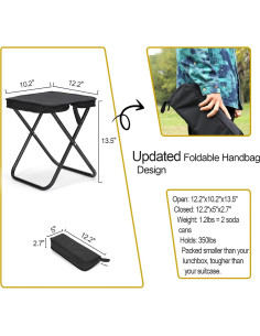 Taburete Plegable KOKSRY de Aluminio 34.3 cm Negro 159 kg 2