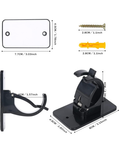 4 Clips Adhesivos para Varillas de Cortina SYJ - 40mm, Negro