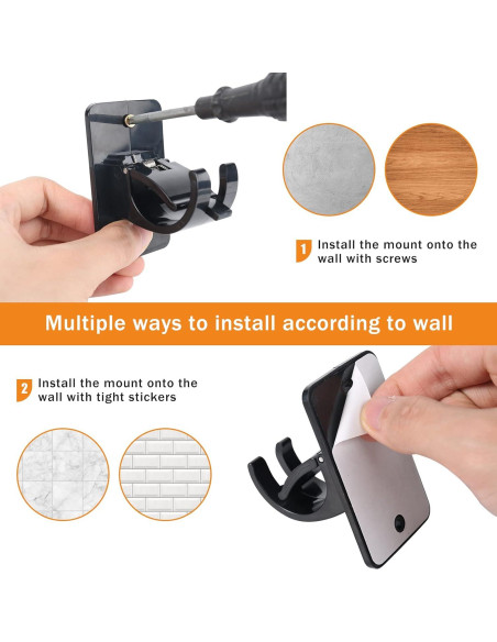 4 Clips Adhesivos para Varillas de Cortina SYJ - 40mm, Negro