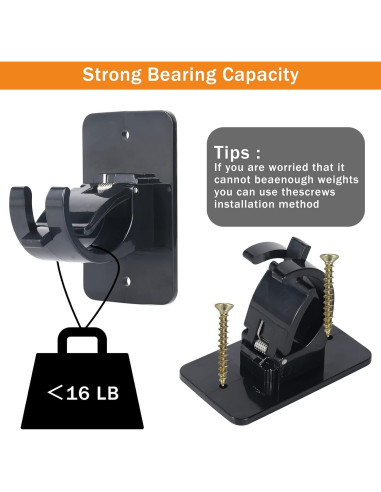 4 Clips Adhesivos para Varillas de Cortina SYJ - 40mm, Negro