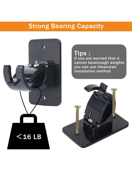 4 Clips Adhesivos para Varillas de Cortina SYJ - 40mm, Negro