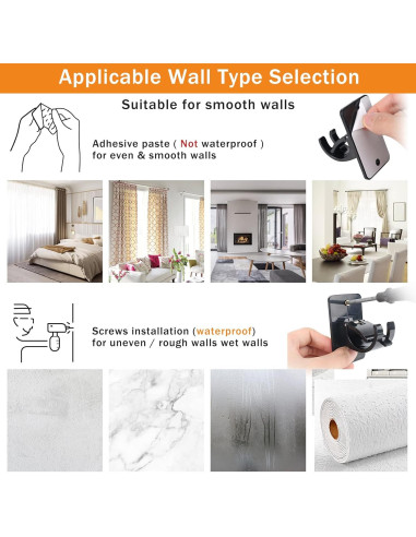 4 Clips Adhesivos para Varillas de Cortina SYJ - 40mm, Negro