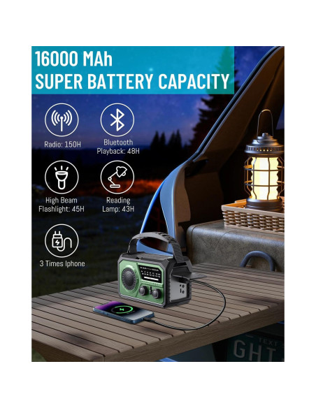 Radio Meteorológica de Emergencia FQBLXY H21 16000mAh Solar