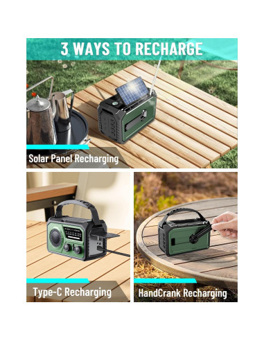 Radio Meteorológica de Emergencia FQBLXY H21 16000mAh Solar