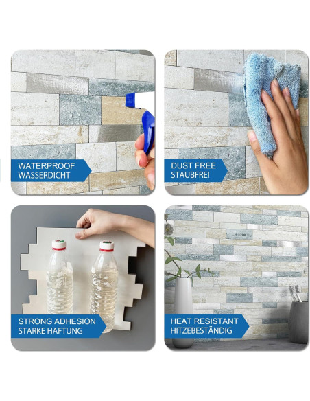 Azulejo Autoadhesivo MOFIT 3D para Cocina y Baño - 5 Hojas