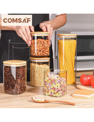 Set de 6 Tarros de Almacenamiento ComSaf de Vidrio Hermético