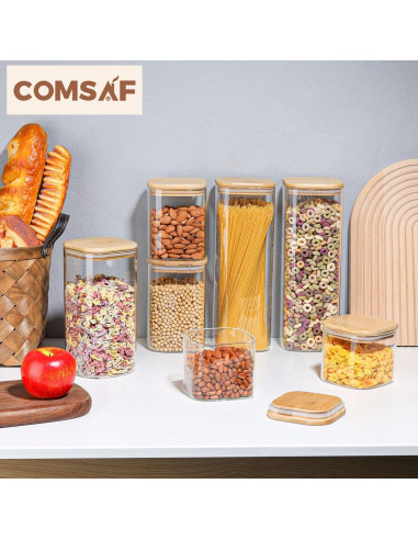 Set de 6 Tarros de Almacenamiento ComSaf de Vidrio Hermético