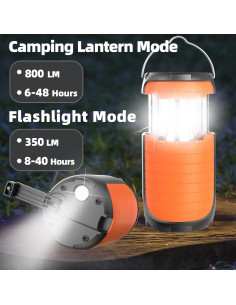 Linterna de Camping Solar QAUYYW 5000mAh Impermeable Naranja 2