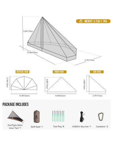 Tienda de Camping OneTigris Rock Fortress Tipi 6 Personas Impermeable