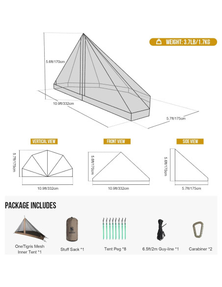 Tienda de Camping OneTigris Rock Fortress Tipi 6 Personas Impermeable